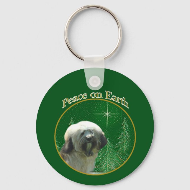 Tibetan Terrier Peace Keychain (Front)