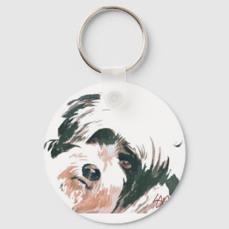 Tibetan Terrier portrait Keychain