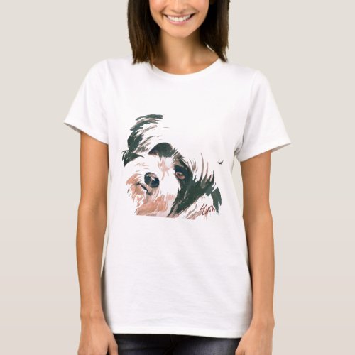 Tibetan Terrier portrait T_Shirt