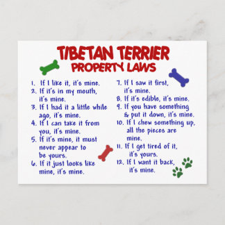 TIBETAN TERRIER Property Laws 2 Postcard