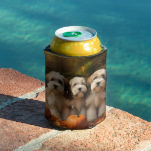 Tibetan Terrier Puppy Autumn Delight Pumpkin Can Cooler