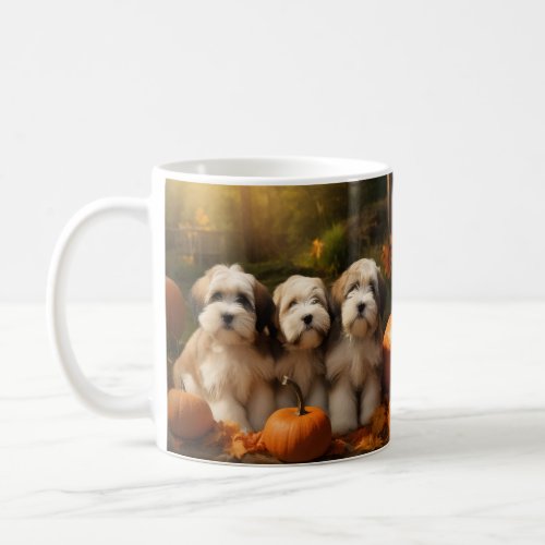 Tibetan Terrier Puppy Autumn Delight Pumpkin Coffee Mug