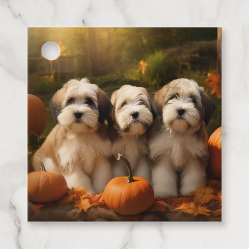 Tibetan Terrier Puppy Autumn Delight Pumpkin Favor Tags