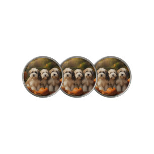 Tibetan Terrier Puppy Autumn Delight Pumpkin Golf Ball Marker