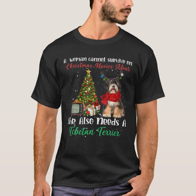 Tibetan Terrier Reindeer Christmas Tree Ornament D T-Shirt (Front)
