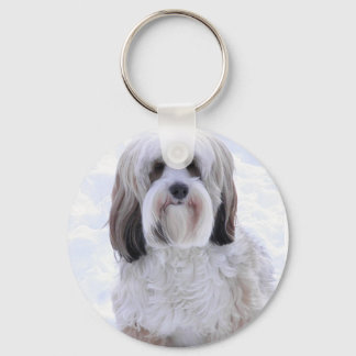Tibetan Terrier Sable and White Keychain