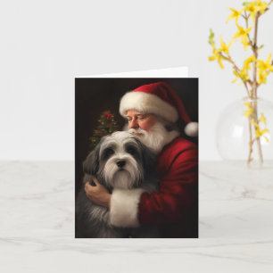Tibetan Terrier Santa Claus Festive Christmas Card