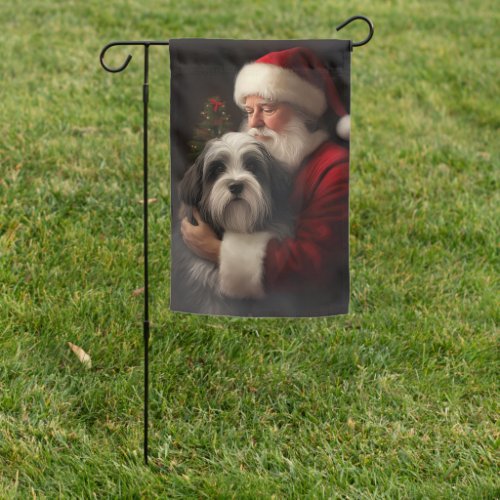 Tibetan Terrier Santa Claus Festive Christmas  Garden Flag