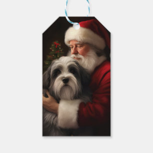 Tibetan Terrier Santa Claus Festive Christmas Gift Tags