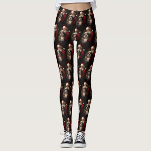 Tibetan Terrier Santa Claus Festive Christmas Leggings