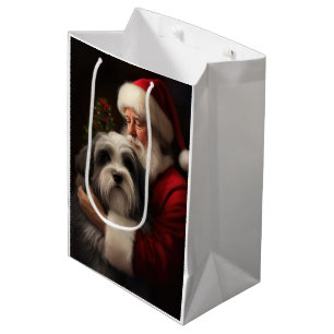 Tibetan Terrier Santa Claus Festive Christmas  Medium Gift Bag