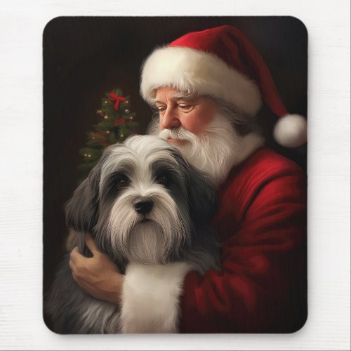 Tibetan Terrier Santa Claus Festive Christmas  Mouse Pad