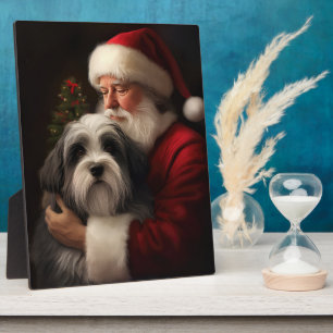 Tibetan Terrier Santa Claus Festive Christmas Plaque
