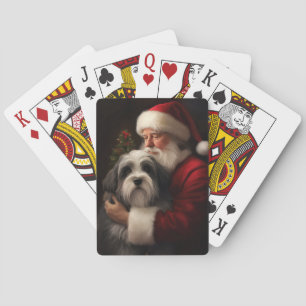 Tibetan Terrier Santa Claus Festive Christmas Poker Cards