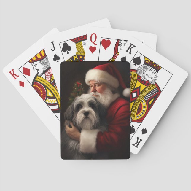 Tibetan Terrier Santa Claus Festive Christmas  Poker Cards (Back)