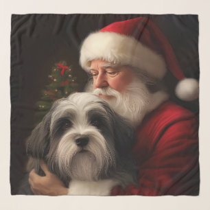 Tibetan Terrier Santa Claus Festive Christmas  Scarf
