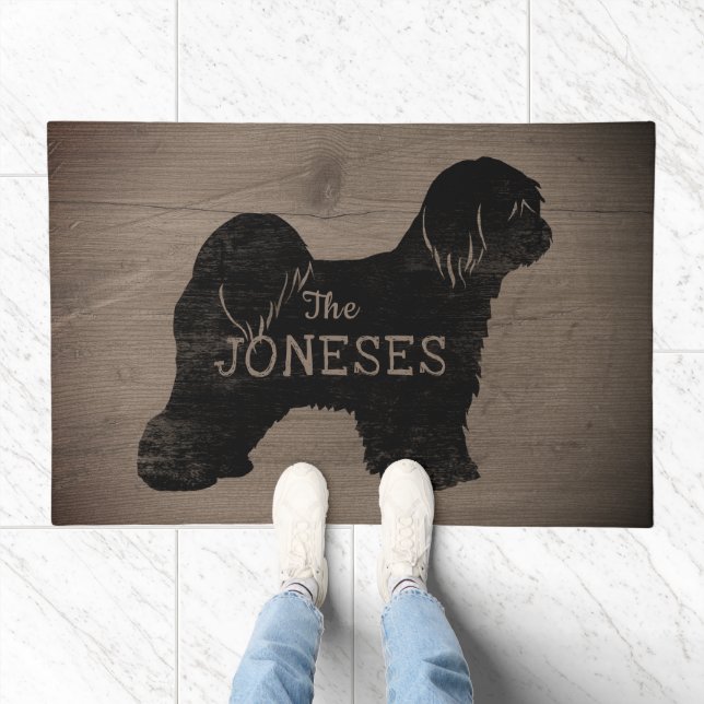 Tibetan Terrier Silhouette Personalized Dog Breed Doormat (Indoor)