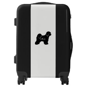 Tibetan Terrier Silhouette with Custom Text Luggage