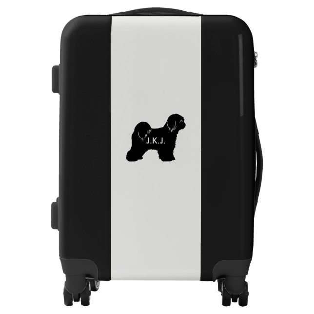 Tibetan Terrier Silhouette with Custom Text Luggage (Front)