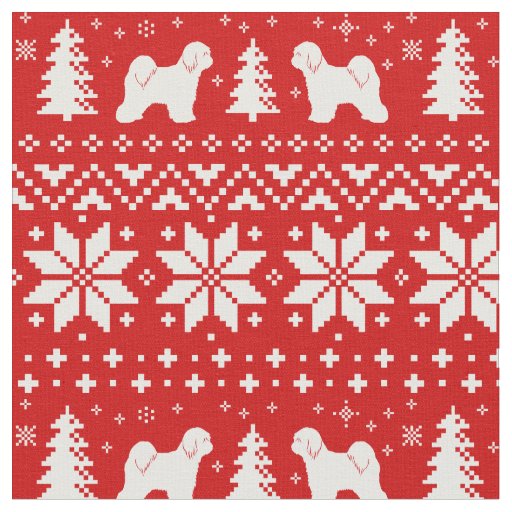 Tibetan Terrier Silhouettes Christmas Holiday Xmas Fabric
