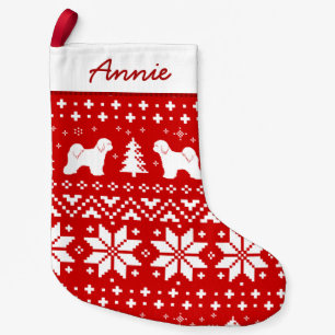 Tibetan Terrier Silhouettes Pattern Dog Lover's Small Christmas Stocking