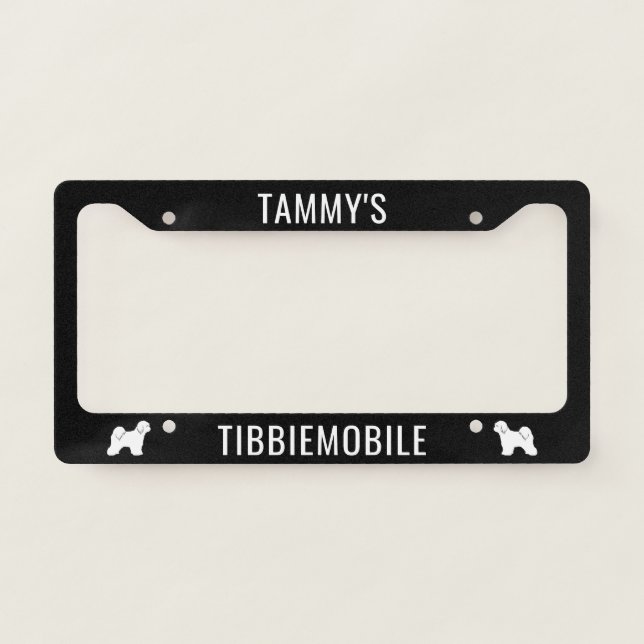 Tibetan Terrier Silhouettes Tibbiemobile Custom License Plate Frame (Front)