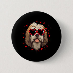 Tibetan Terrier Valentine Heart Cute Dog Lovers  Button