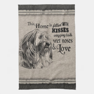 Tibetan Terrier vintage portrait cute quote Kitchen Towel