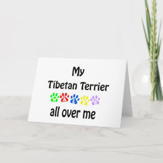 Tibetan Terrier Walks Design Holiday Card