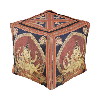 Tibetan Thangka of Guhyasamaja Akshobhyavajra Pouf