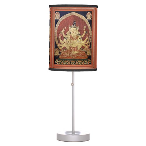 Tibetan Thangka of Guhyasamaja Akshobhyavajra Table Lamp