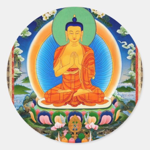 Tibetan Thangka Prabhutaratna Buddha Classic Round Sticker