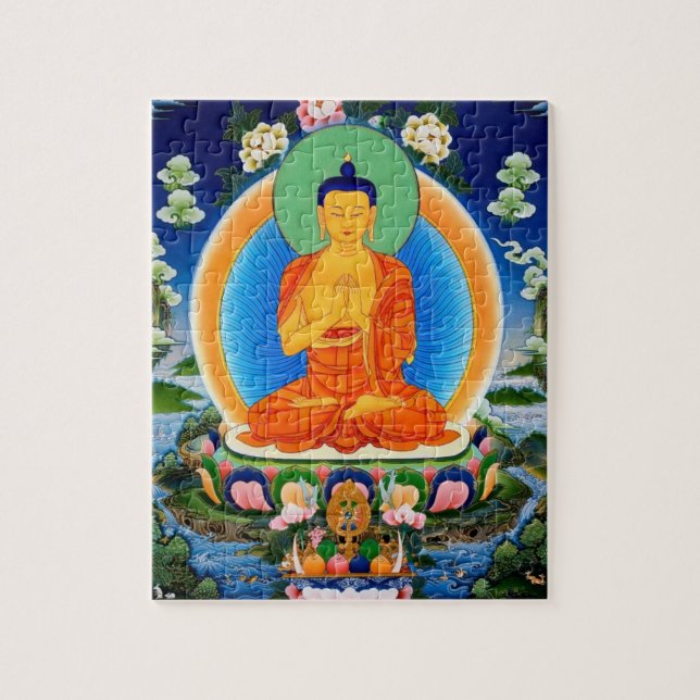 Tibetan Thangka Prabhutaratna Buddha Jigsaw Puzzle (Vertical)