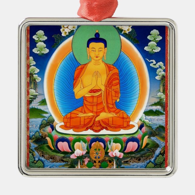Tibetan Thangka Prabhutaratna Buddha Metal Ornament (Front)