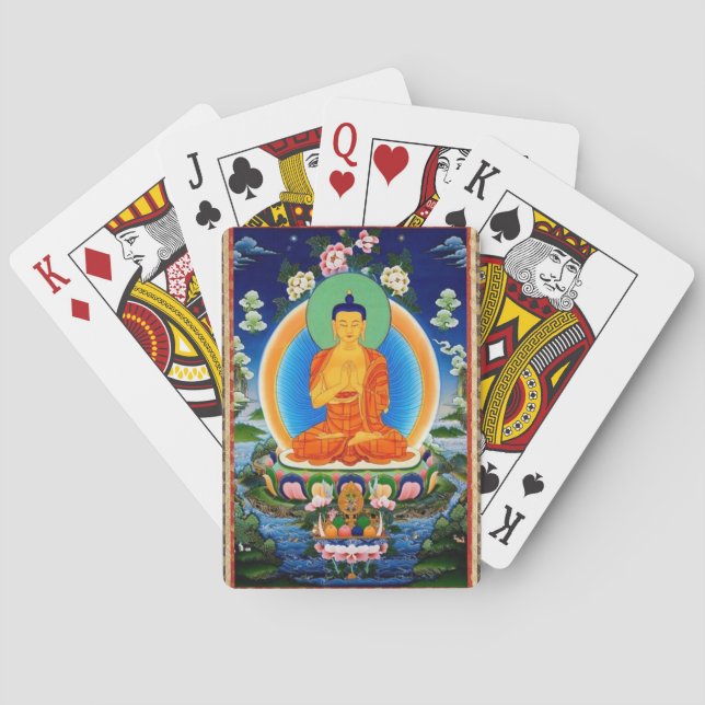 Tibetan Thangka Prabhutaratna Buddha Poker Cards (Back)