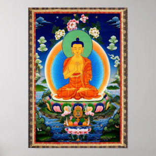 Tibetan Thangka Prabhutaratna Buddha Poster