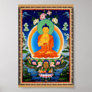 Tibetan Thangka Prabhutaratna Buddha Poster