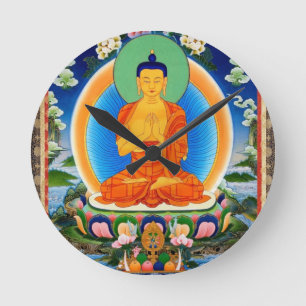 Tibetan Thangka Prabhutaratna Buddha Round Clock