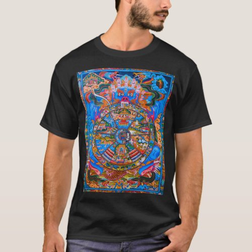 Tibetan Thangka Samsara Mandala Buddhist Wheel of  T_Shirt
