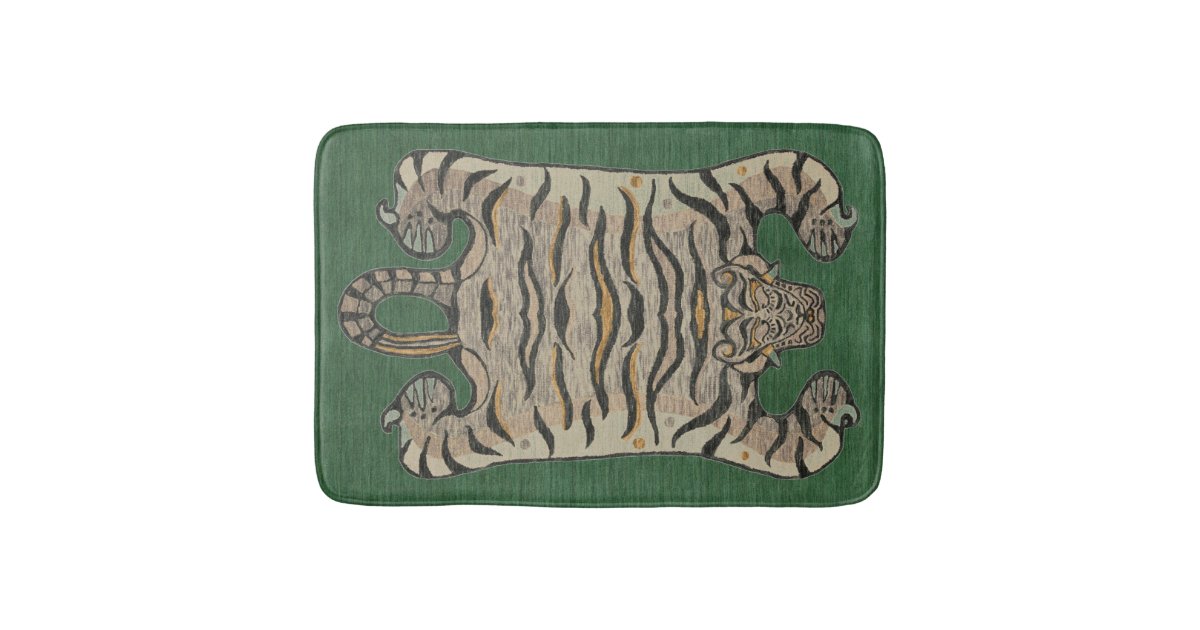 Tibetan Tiger Bath Mat Green Zazzle