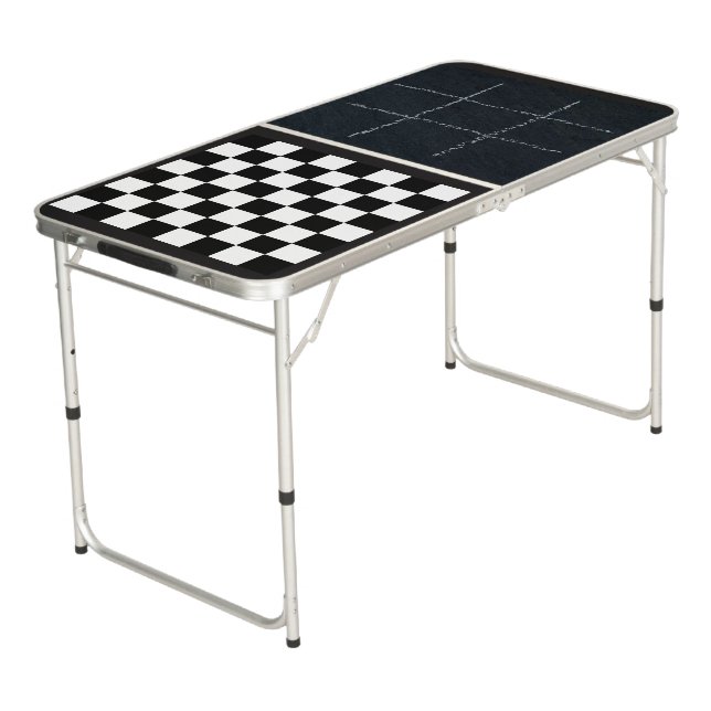 Tic Tac Toe and Checkers Game Board Table (Angled)