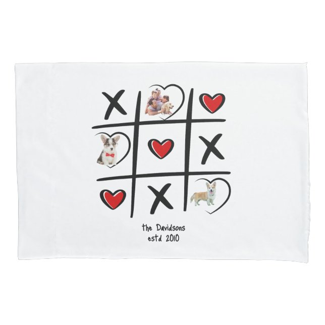 Tic-Tac-Toe Family Pillow with Photos Case (Front)