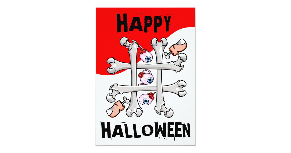Tic Tac Toe Halloween Invitation With Real Toes Zazzle Com