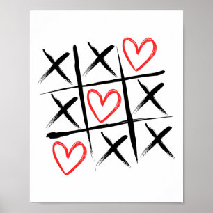 Tic-tac-toe Hearts And Crosses Valentine's Day  Poster