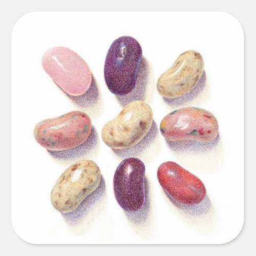 TIC TAC TOE JELLY BEANS Small Square Stickers