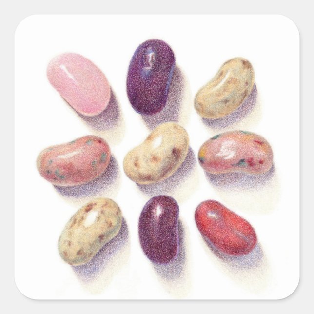 TIC TAC TOE JELLY BEANS Small Square Stickers (Front)