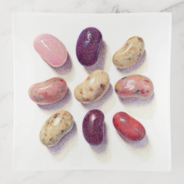 TIC TAC TOE JELLY BEANS Square Glass Tray (Front)