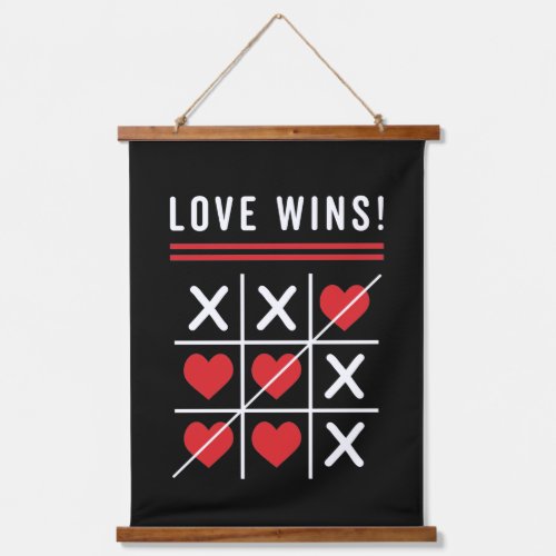 Tic Tac Toe Love Wins Birthday Valentines Day Hanging Tapestry