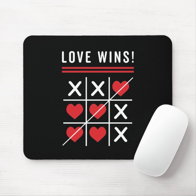 Tic Tac Toe Love Wins Birthday Valentine's Day Mouse Pad (With Mouse)