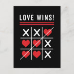 Tic Tac Toe Love Wins Birthday Valentine's Day Postcard<br><div class="desc">Tic Tac Toe Love Wins. A noughts and crosses heart design for February 14th, birthday, anniversary or any other date. Love matters every day not just on Valentine's Day, especially when you're a couple. Get this awesome thinking of you romance design today for your wife, husband, boyfriend or girlfriend. You...</div>